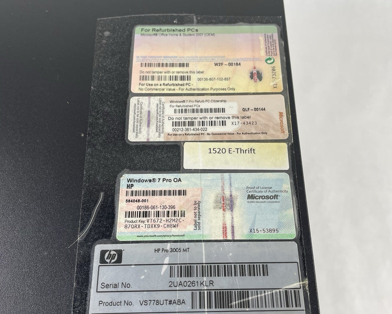 HP Pro 3005 MT AMD Athlon 2 X2 250 3.00 GHz 2 GB RAM No HDD/OS
