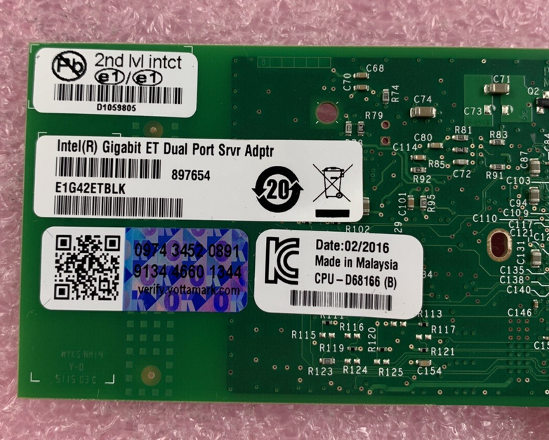Intel CPU-D68166 Dual-Port Gigabit ET PCIe Server Adapter E139761