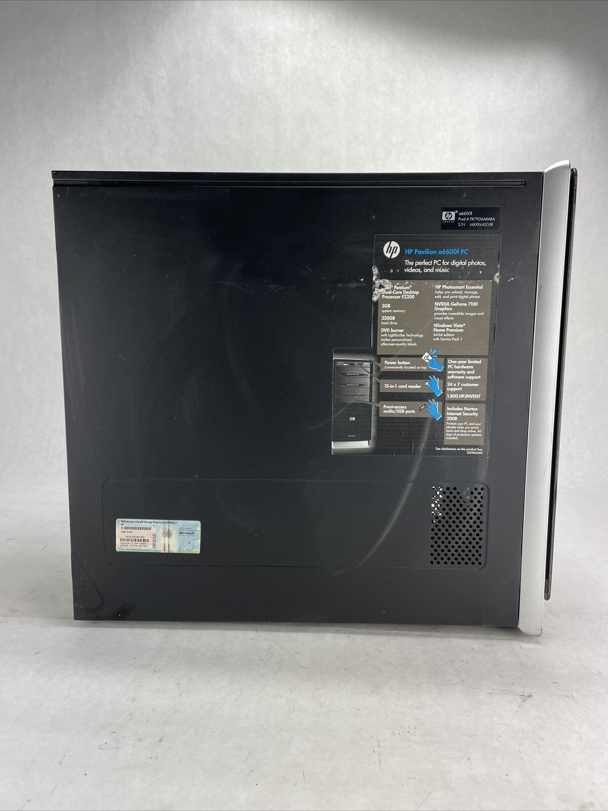 HP Pavilion a6600p MT Intel Pentium Dual E2200 2.2GHz 3GB RAM No HDD No OS