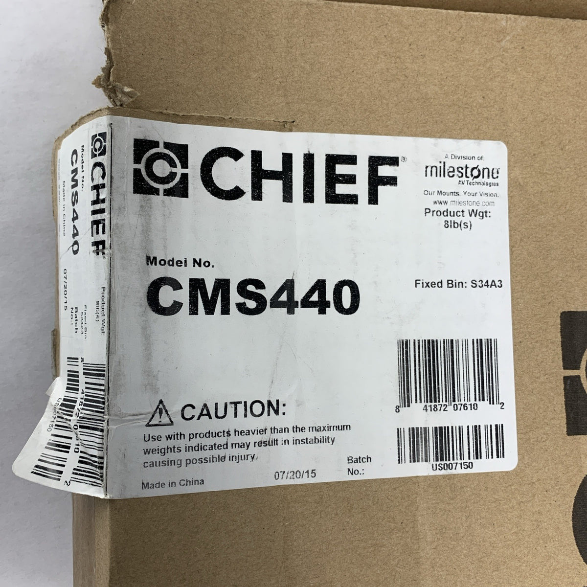 Chief CMS440 Speed-Connect Above Tile Suspended Ceiling Kit - No Accessories4