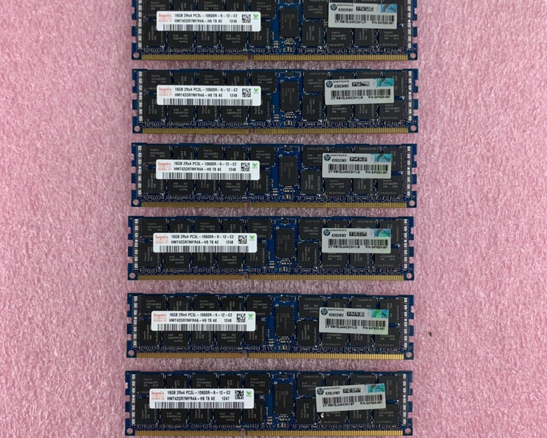 SK Hynix HMT351R7BFR8A-H9 8GB 2x4GB PC3L-10600R DDR3 Server Memory Lot of 8x