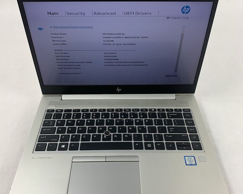HP EliteBook 840 G6 14" Laptop i7-8665U 1.9 GHz 32 GB RAM No SSD/OS/AC