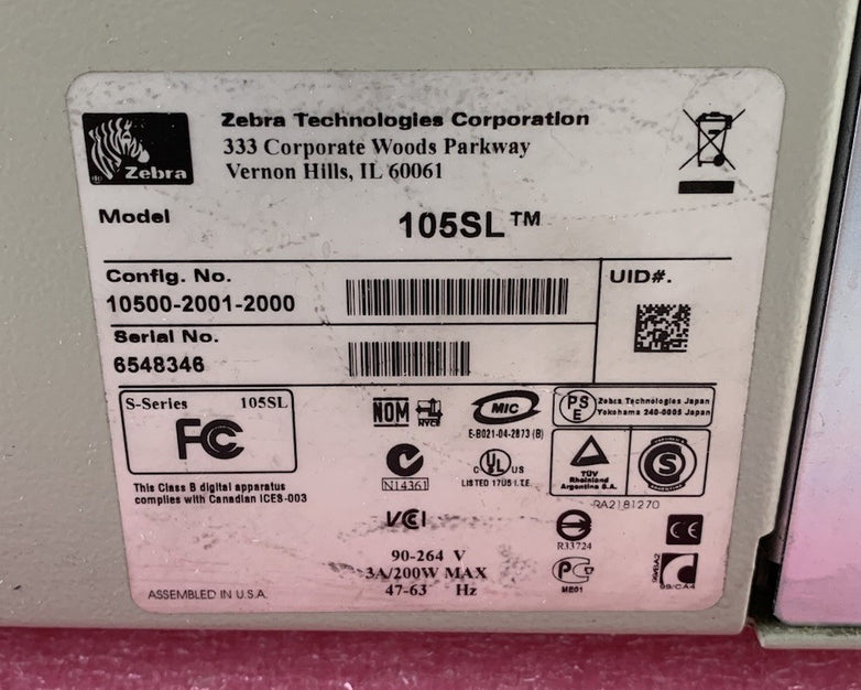 Zebra 105SL 10500-2001-2000 200DPI Industrial Thermal Label Printer LP/TLP
