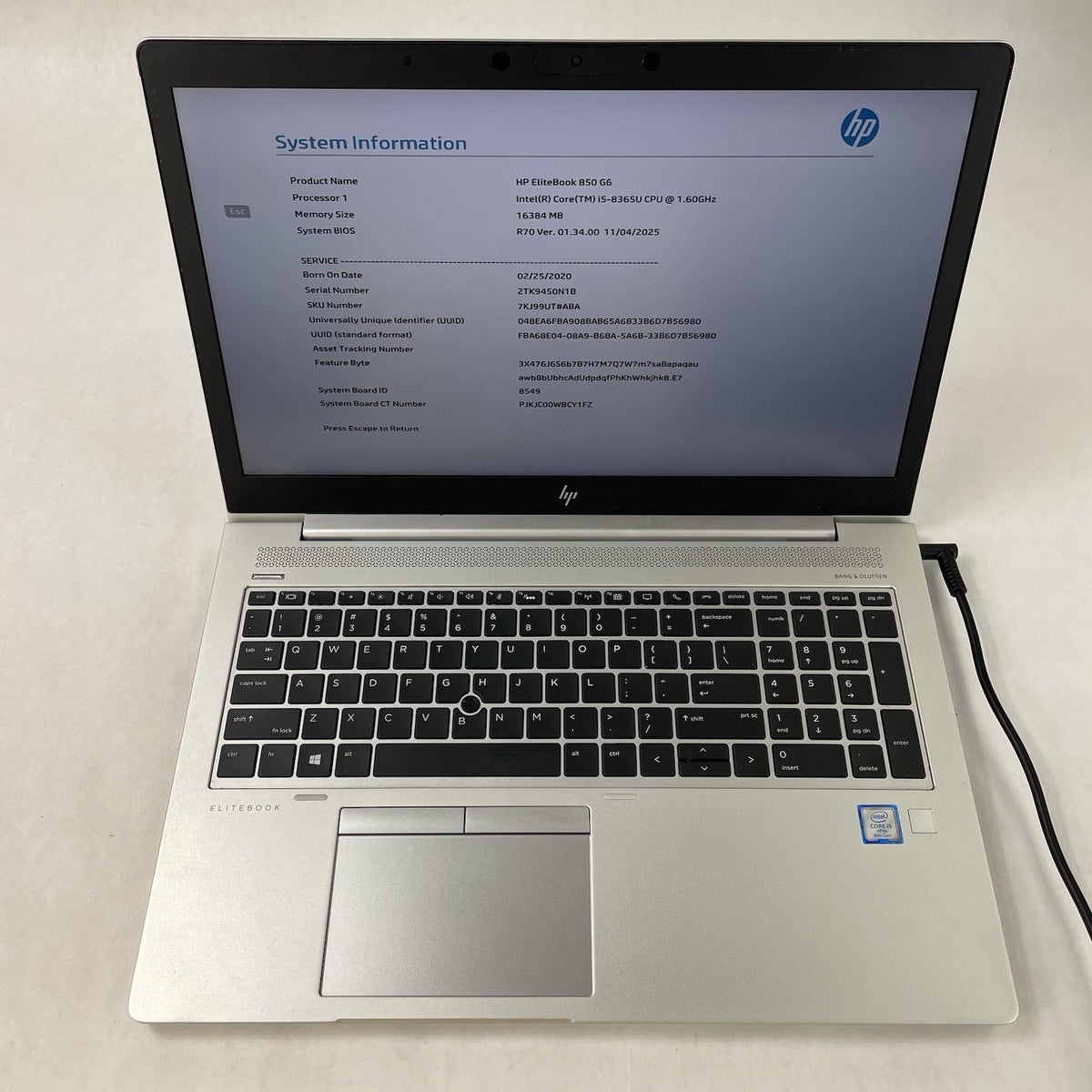 HP EliteBook 850 G6 15.6" i5-8365U 1.60 GHz 16 GB RAM No SSD/OS/AC - Hinge2