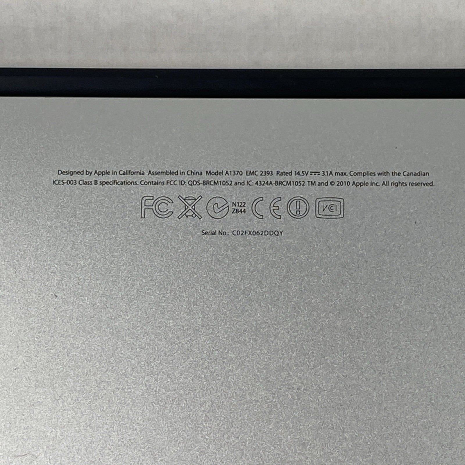 Apple MacBook Air A1370 2010 11" 1.4GHz Core 2 Duo 4GB RAM 60GB SSD os10.7.5