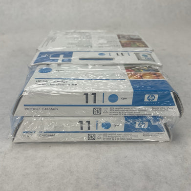 C4836AN HP 11 Ink Cartridge 1100 1200 2200 Cyan Sealed Box Lot of 4