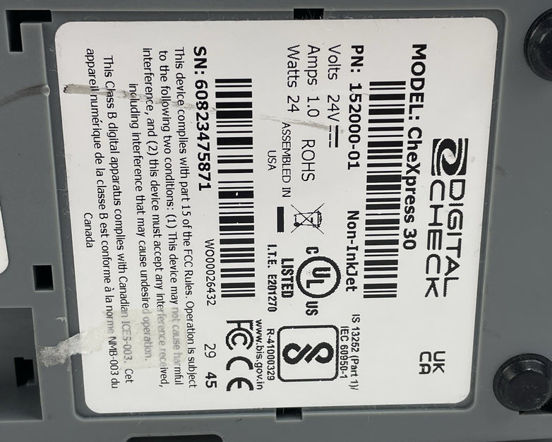 Digital Check Chexpress 30 CX30 Check Scanner For Parts