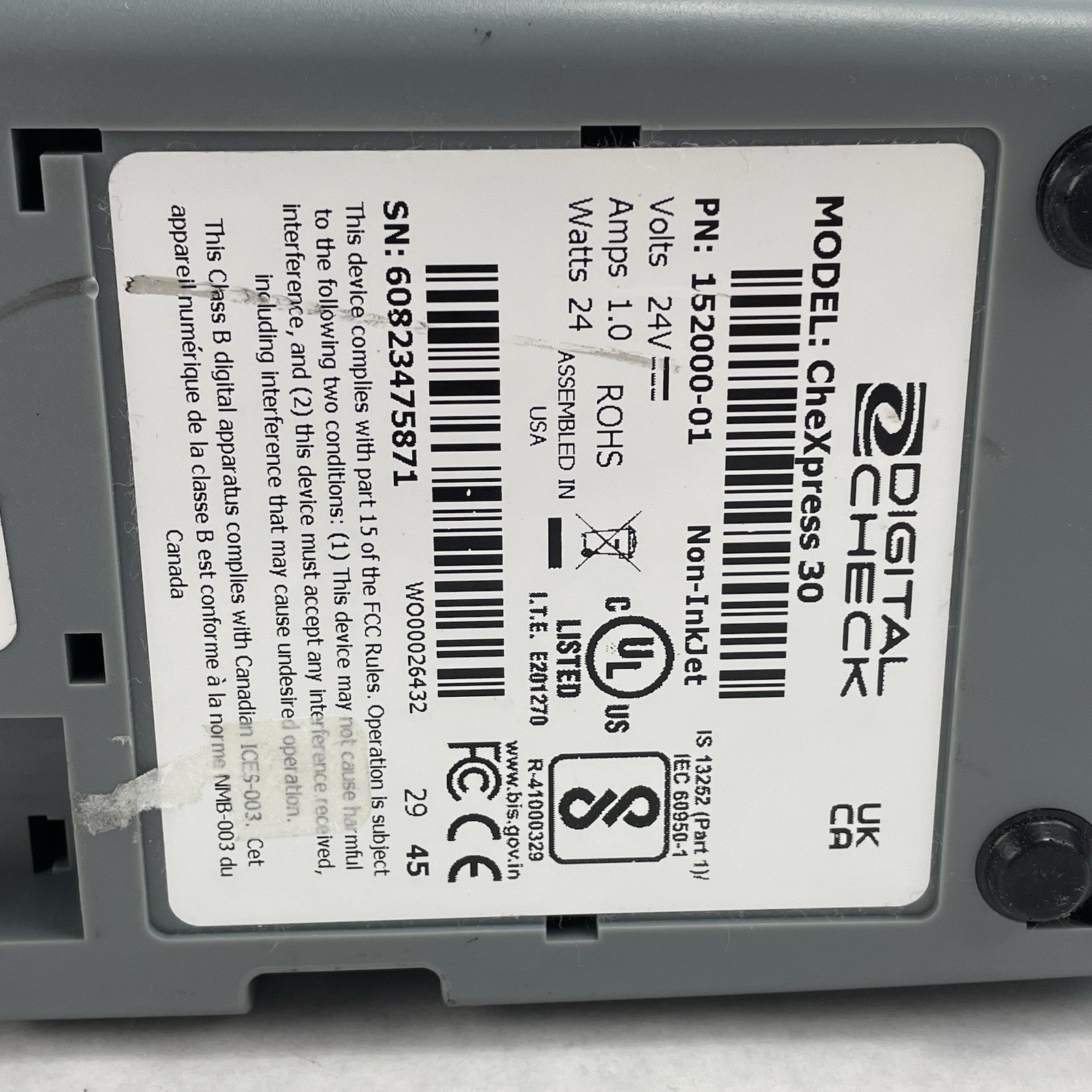 Digital Check Chexpress 30 CX30 Check Scanner For Parts