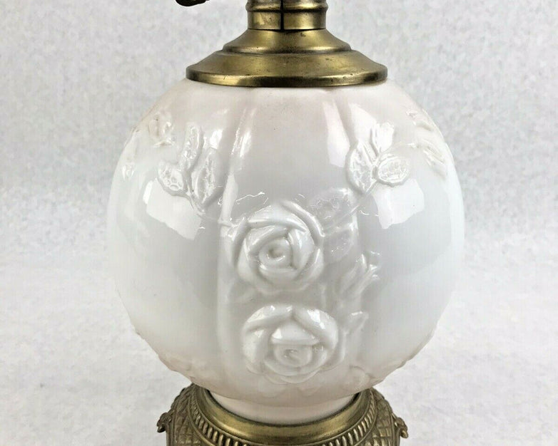 M.C. CO GIM 644 Antique Lamp - White Floral Globe
