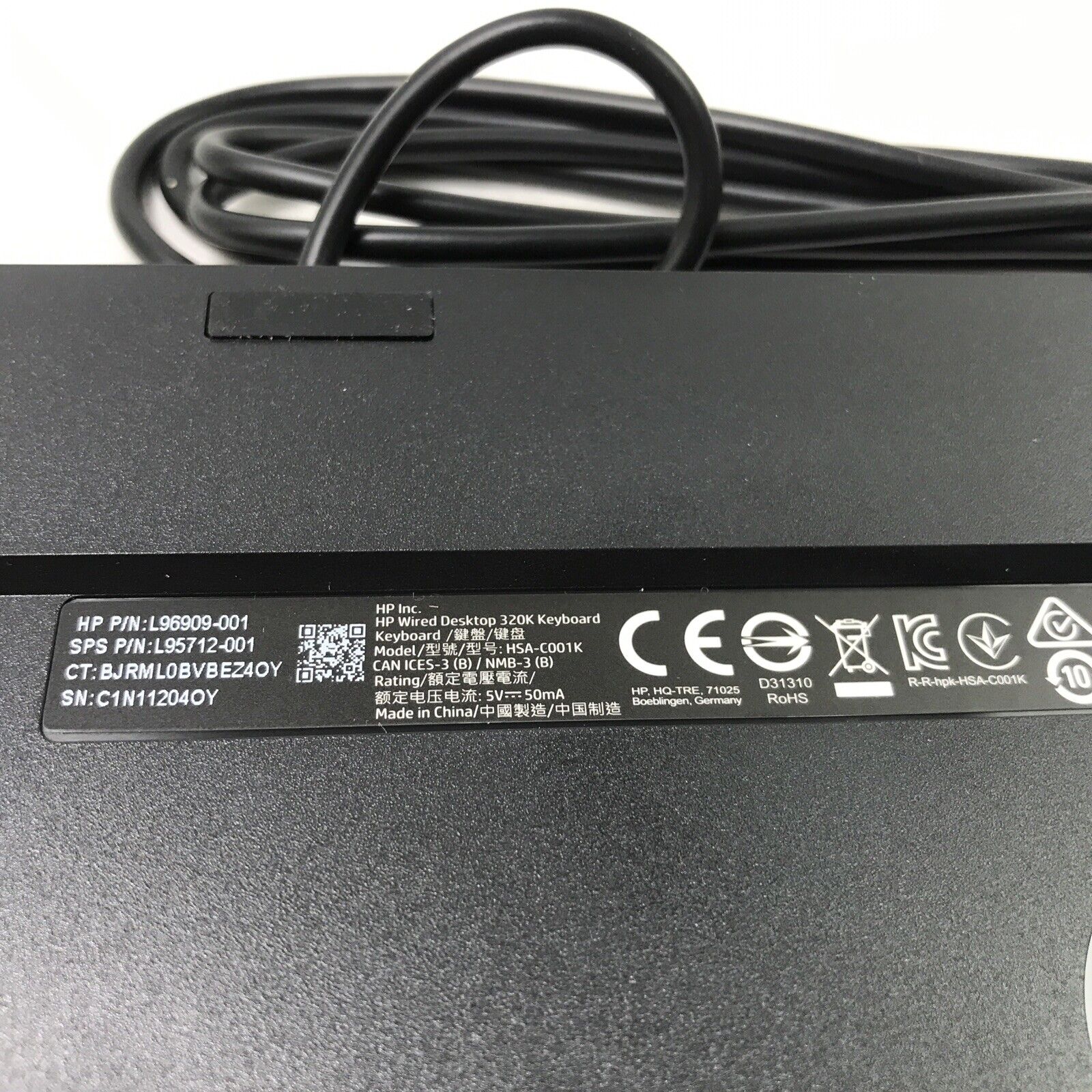 HP L96909-001 USB Wired Keyboard (Lot of 6)