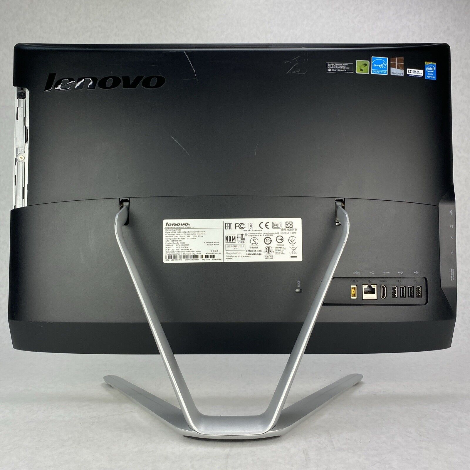 Lenovo C460 AIO-FOAD 21.5" Intel Pentium G3220T 2.60GHz 4GB No HDD No OS No AC