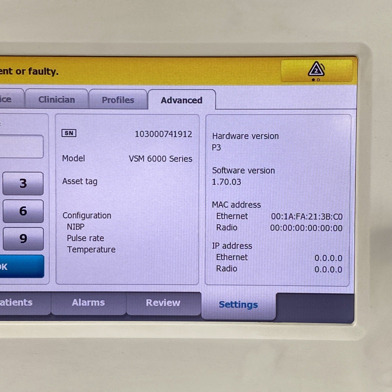 Welch Allyn 63XTXX Vital Sign Monitor 6000 Series w/ Power cord - No Battery2