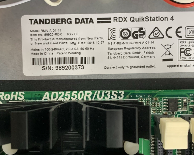 Tandberg RDX Quikstation 4 RMN-A-01-14 Desktop StorageLoader No HDD No OS