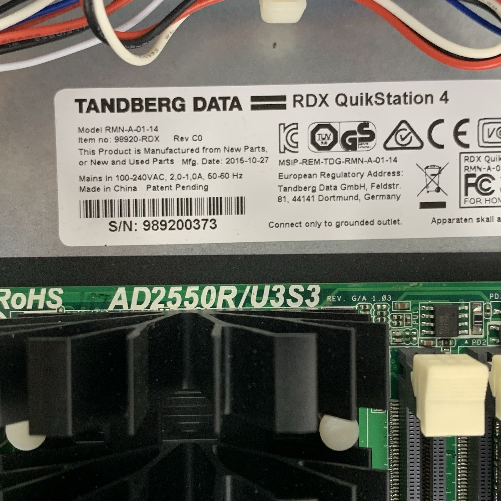 Tandberg RDX Quikstation 4 RMN-A-01-14 Desktop StorageLoader No HDD No OS16