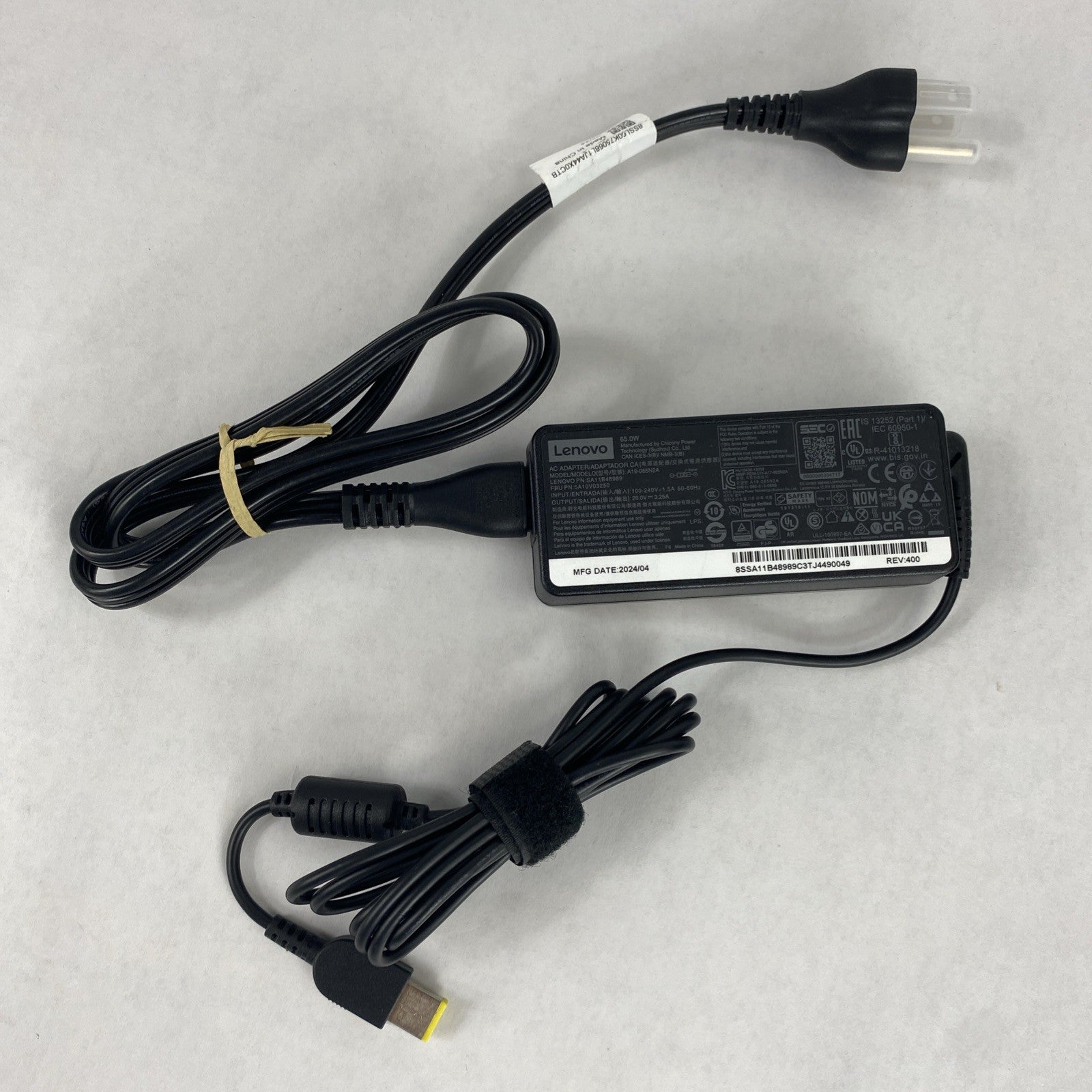 Lenovo A19-065N2A 65W 20V 3.25A Yellow Square Tip Charger AC Adapter Lot of 61