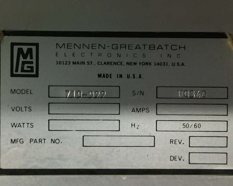 Mennen-Greatbatch Cardio / Sentinel  719-922