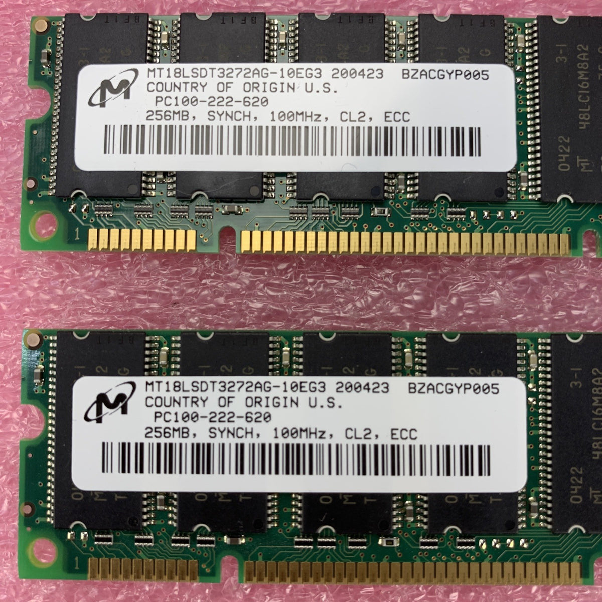 Micron 256MB SDR SDRAM PC-100 Server RAM MT18LSDT3272AG10EG3 - Lot of 22