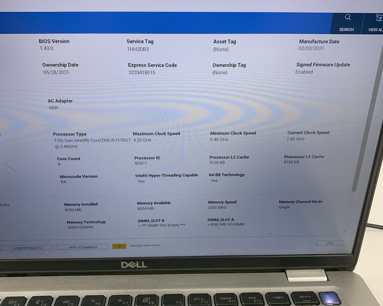 Dell Latitude 5420 14" i5-1135G7 1.40 GHz 8 GB RAM No SSD/OS/AC/BATT/K Key