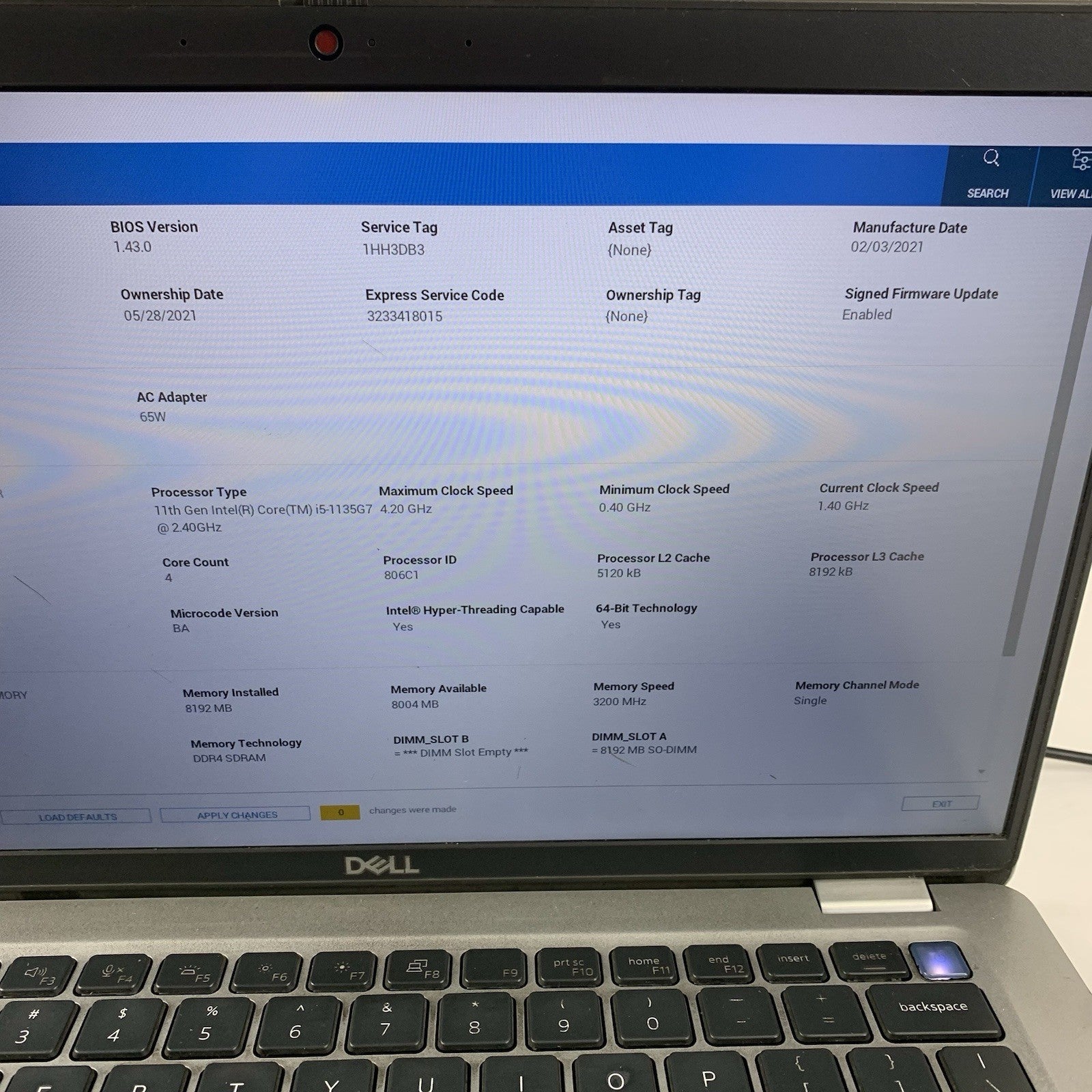 Dell Latitude 5420 14" i5-1135G7 1.40 GHz 8 GB RAM No SSD/OS/AC/BATT/K Key2