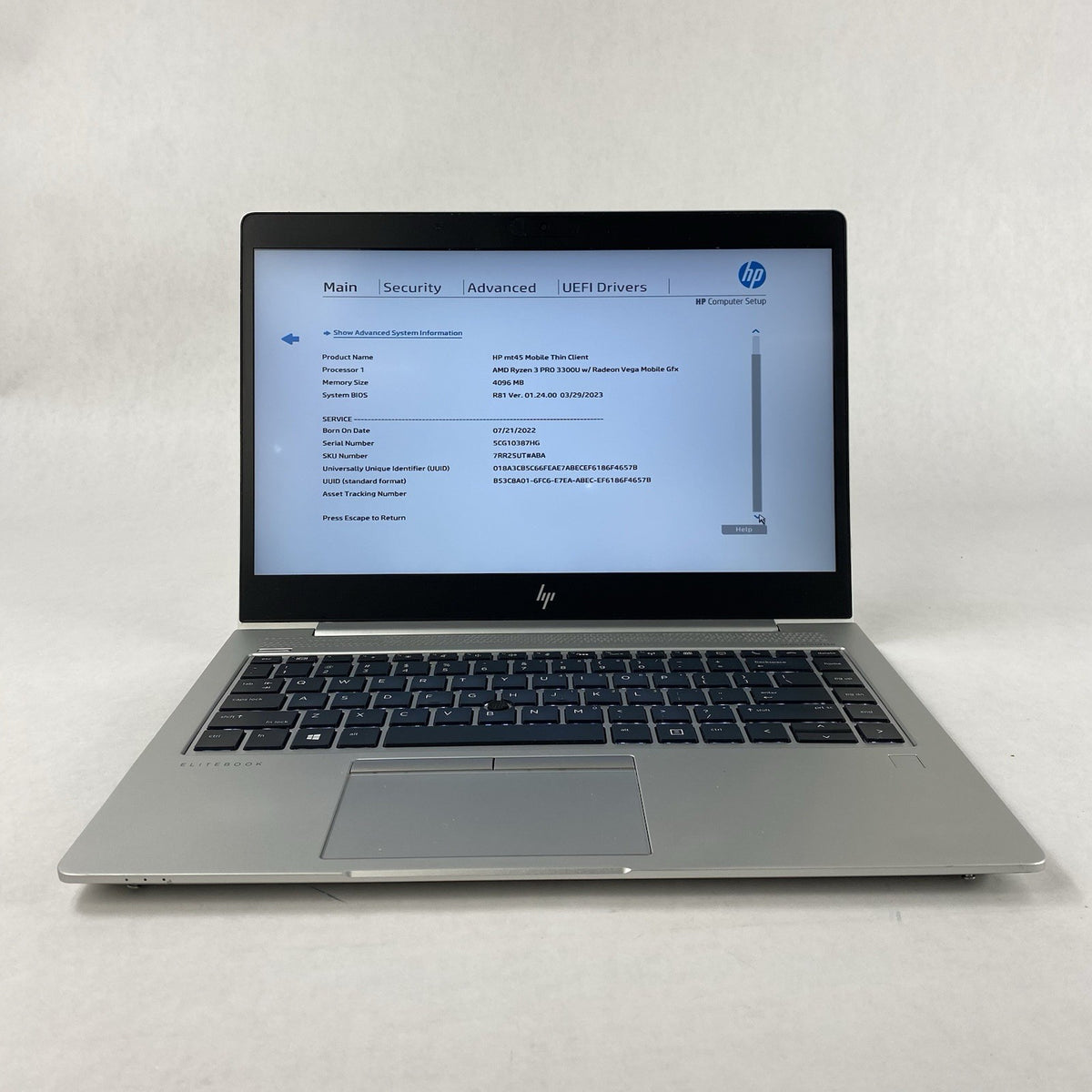 HP mt45 14" Ryzen 3 Pro 3300U 2.10 GHz 4GB RAM No SSD/OS/AC2