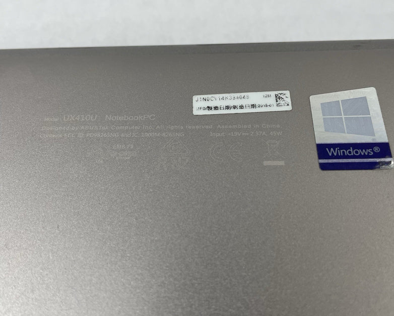 Asus UX410U 14" i7-8550 1.80 GHz 8 GB RAM No SSD/OS/AC/Battery