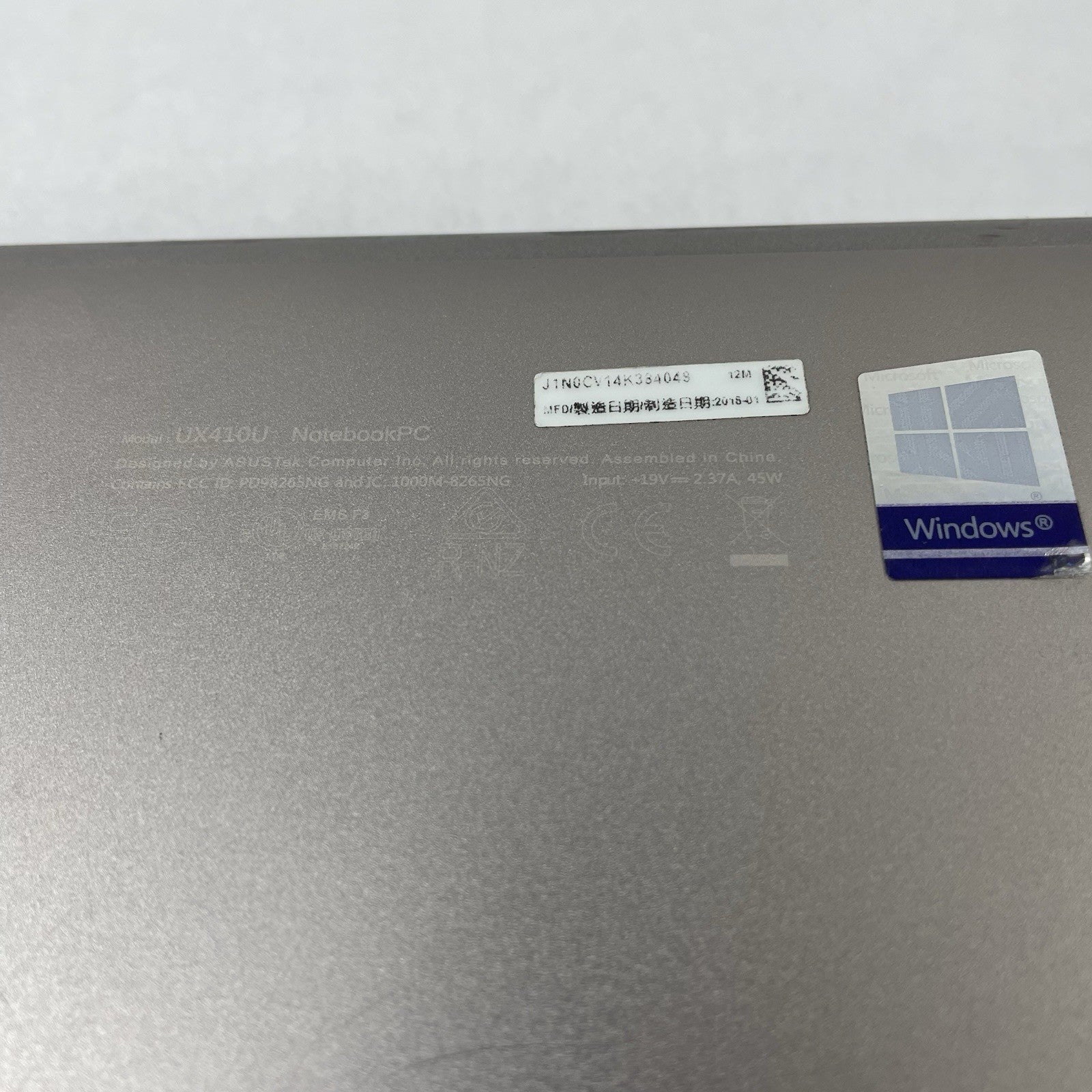 Asus UX410U 14" i7-8550 1.80 GHz 8 GB RAM No SSD/OS/AC/Battery13
