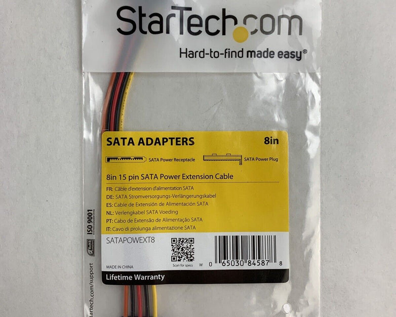 StarTech 8in 15 pin SATA Power Extension 8 SATA power Extension Cable Lot of 2