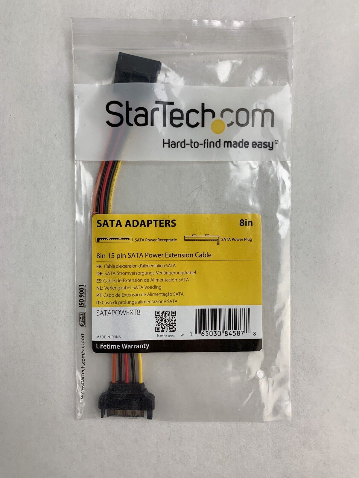 StarTech 8in 15 pin SATA Power Extension 8 SATA power Extension Cable Lot of 2