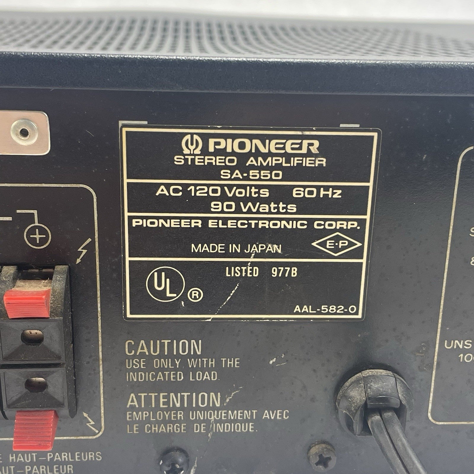 Pioneer Stereo Amplifier.  SA-550. Ser. # EL3611081S Tested Parts or Repair8