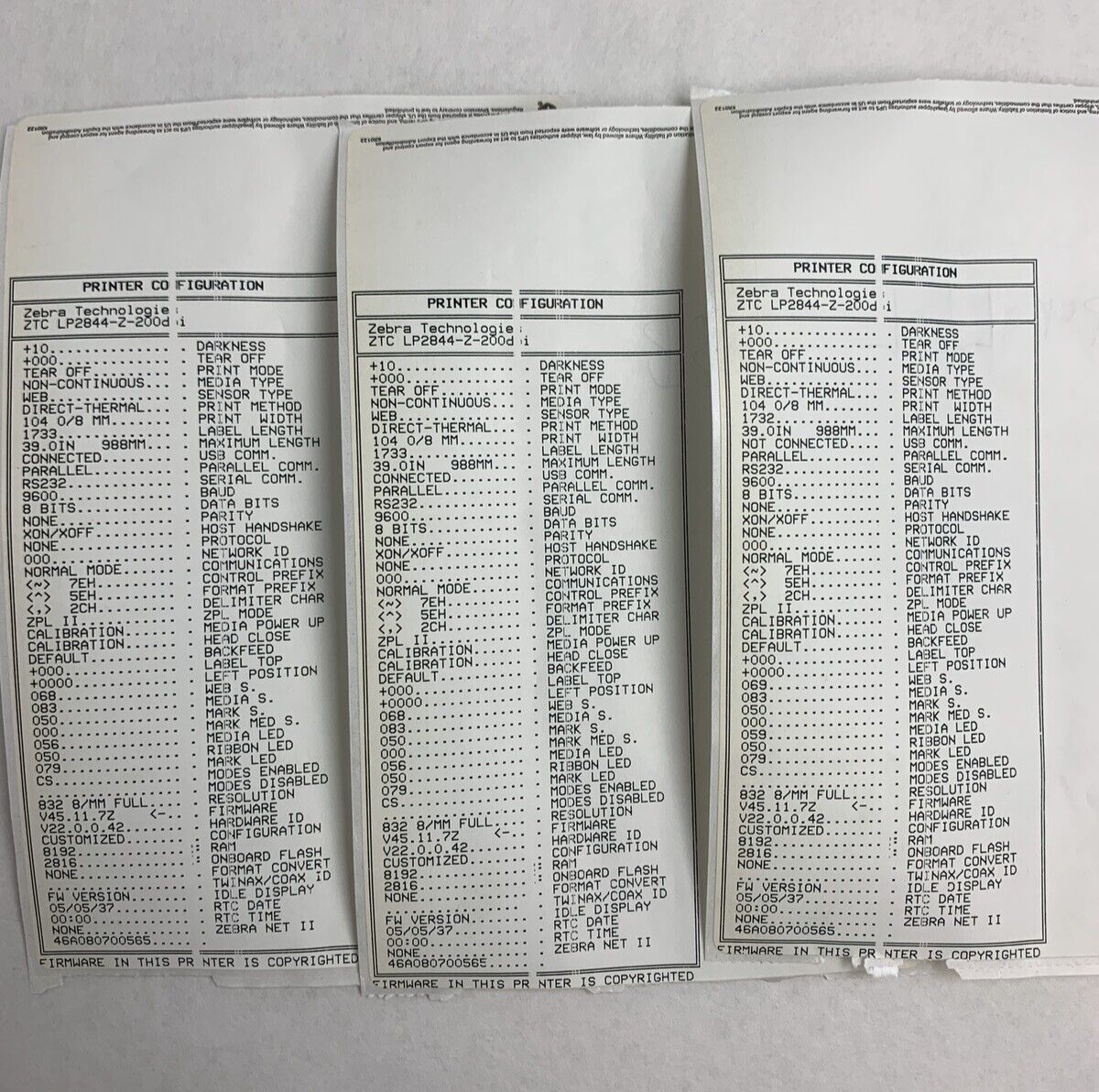 Zebra LP2844-Z Thermal Label Printer Serial Parallel USB Tested No Power Supply
