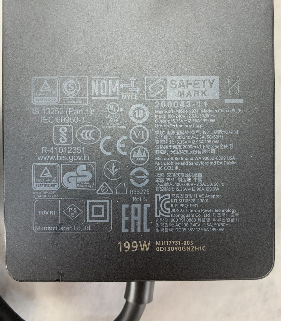 Microsoft 1931 15.35V 12.96A 199W Surface Dock AC Adapter6