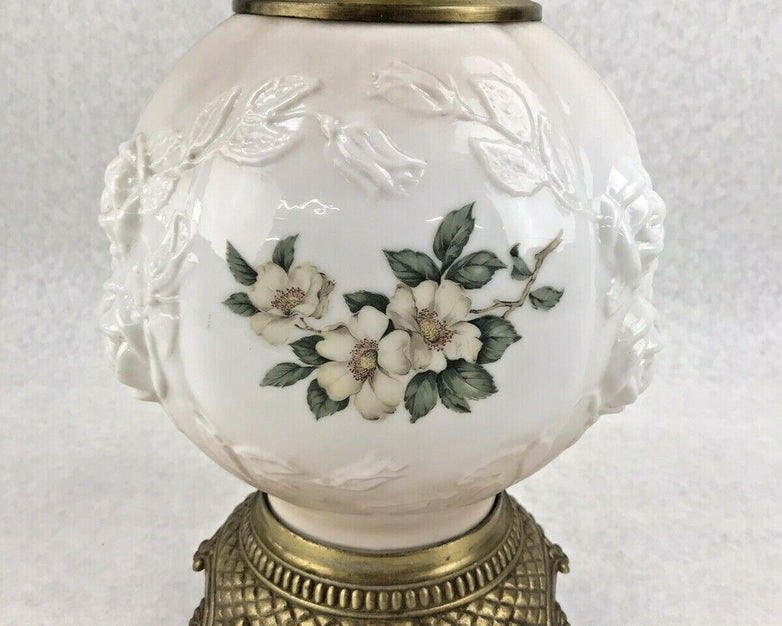 M.C. CO GIM 644 Antique Lamp - White Floral Globe