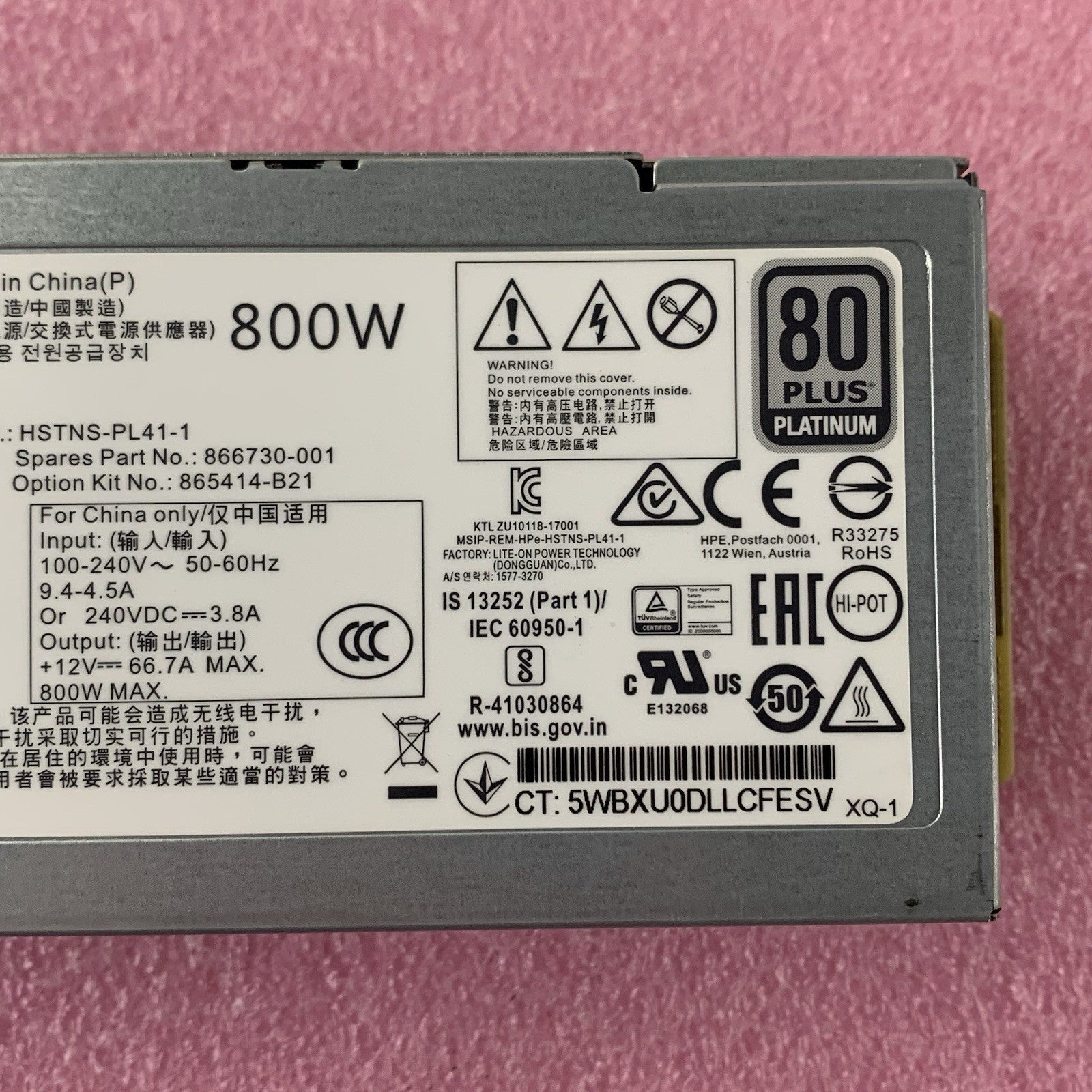 HP HSTNS-PL41-1 865409-001 866730-001 800W Server Power Supply5