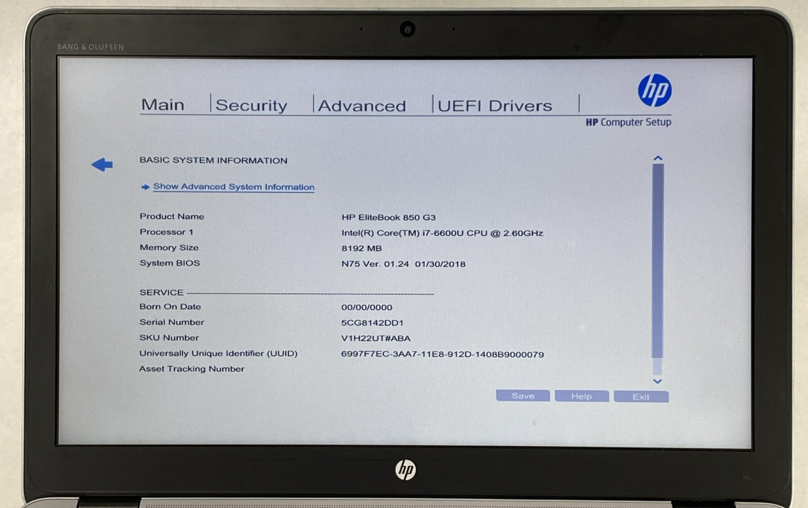 HP EliteBook 850 G3 Intel Core i7-6600U 2.6 GHz 8 GB RAM 15.6" No HDD No OS