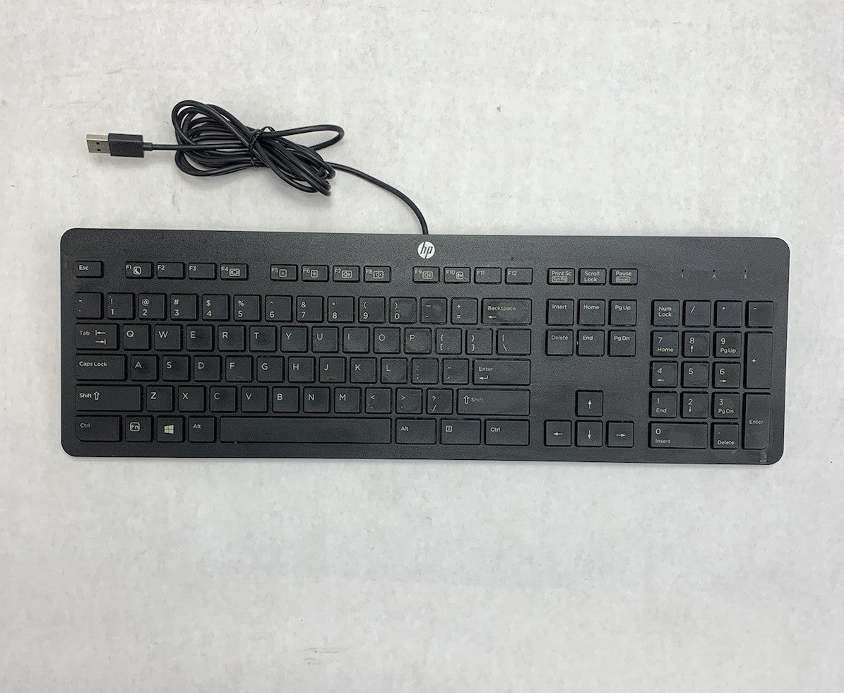 HP PH0U Slim USB Wired QWERTY Keyboard Black (Lot of 4)