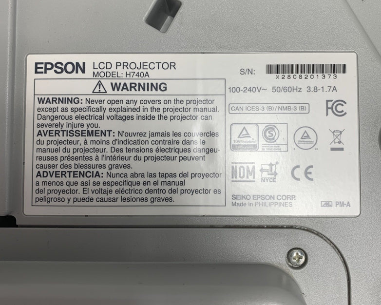 Epson PowerLite 695Wi H740A Projector 670 Lamp Hours - No Remote No Port Cover