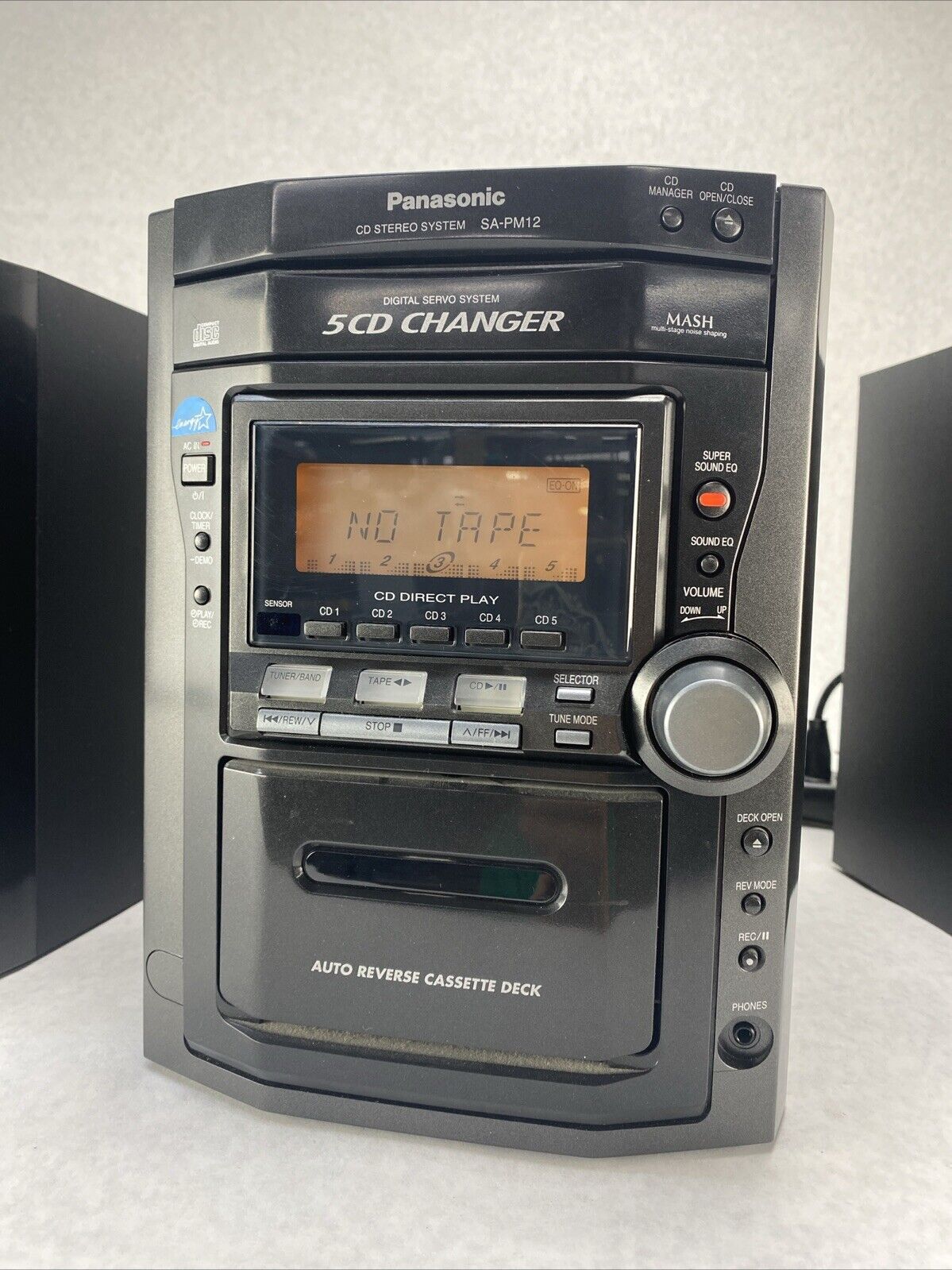 Panasonic SA-PM12 Mini Stereo 5 CD Cassette Tape SB-PM11 Speakers NO REMOTE