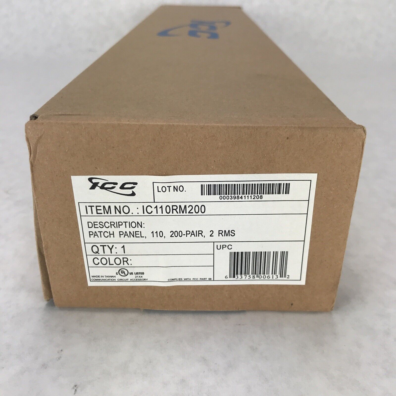 ICC Patch Panel 110 200-Pair 2 RMS Wiring Block