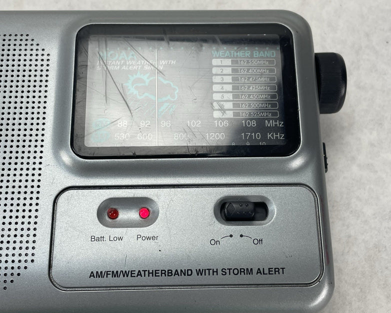 GPX A380S AM/FM Weather Band Radio Storm Alert Battery Indicator Silver