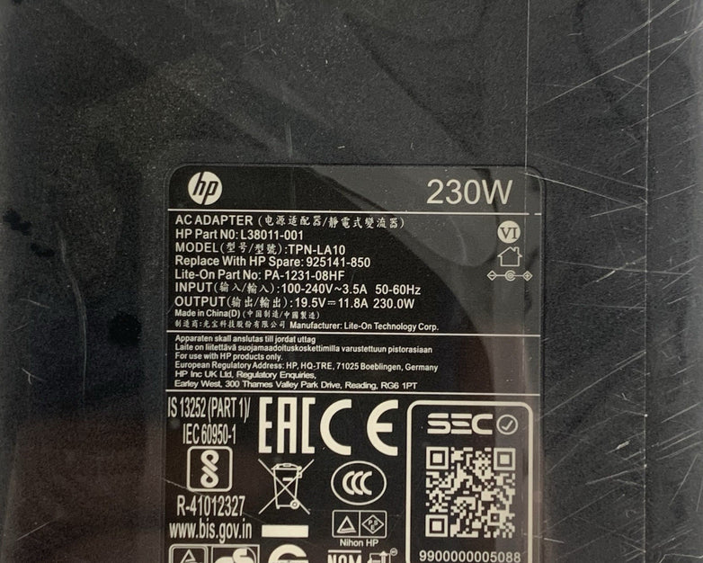 HP TPN-LA10 230W AC Adapter 19.5V 11.8A Big Barrel AC Adapter Genuine No Cord