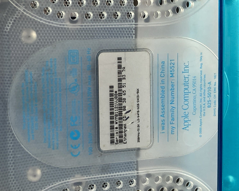 Apple M5521 iMac G3 1999 PowerPC 750 G3 350 MHz 64 MB RAM No HDD No OS