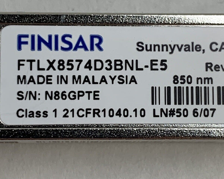 Finisar FTLX8574D3BNL-E5 10GBASE-SR LC 850 NM 1310ft SFP+ Box Opened