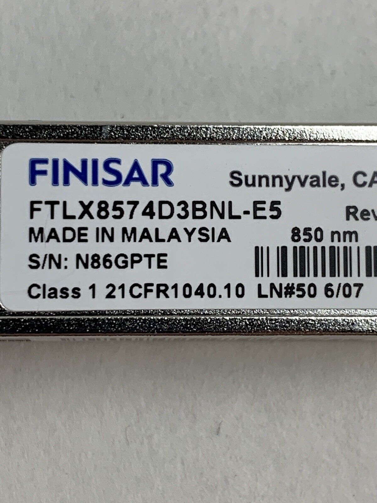 Finisar FTLX8574D3BNL-E5 10GBASE-SR LC 850 NM 1310ft SFP+ Box Opened