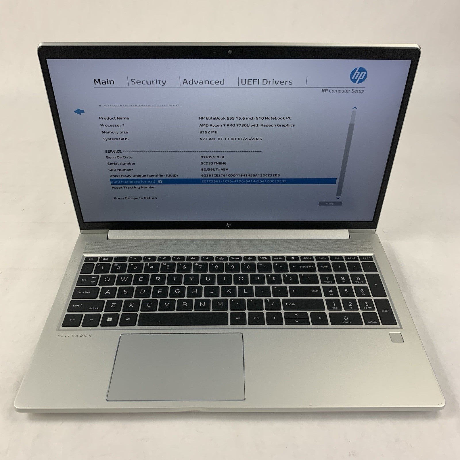 HP EliteBook 655 G10 15.6" AMD Ryzen 7 Pro 7730U 2GHz 8GB RAM No SSD/OS/AC Dent1