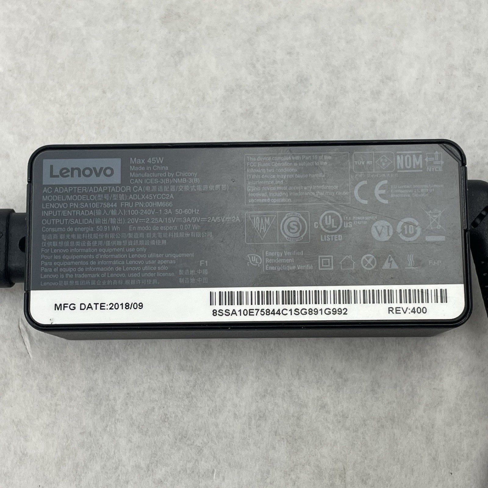 Lenovo ADLX45YCC2A 45W USBC Type-C AC Power Adapter Lot of 54