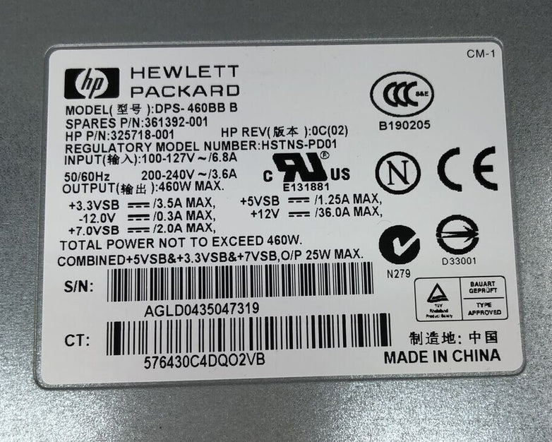Hewlett Packard HP DPS-460BB B Power Supply