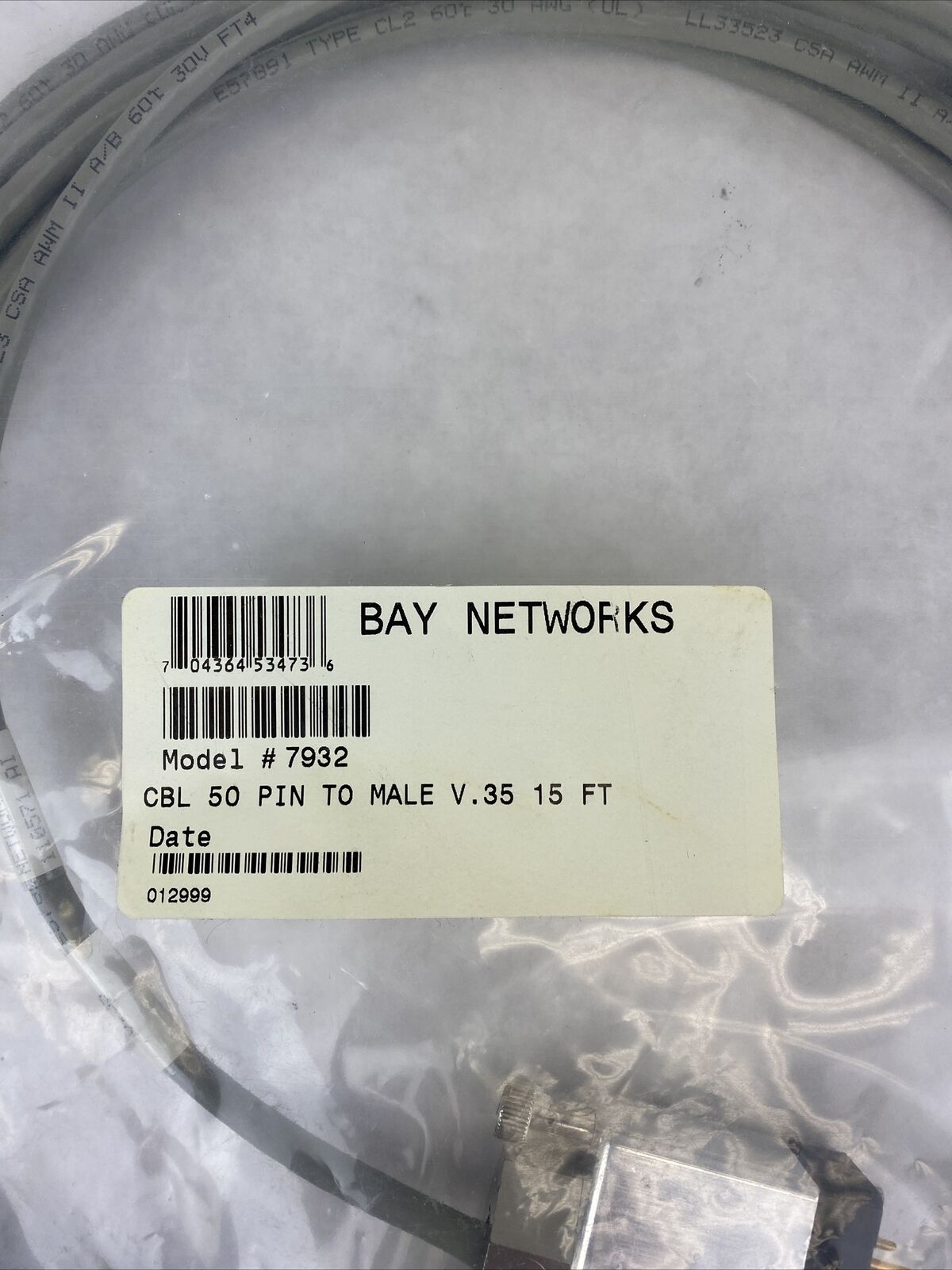 Bay Networks 7932 Male DTE to Smart Serial V.35 Cable Grey 15' (Lot of 5)