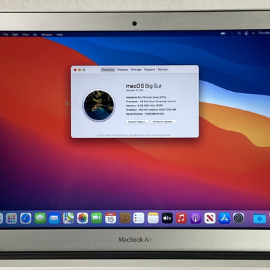Apple MacBook Air A1466 2015 13" 1.6GHz i5 4GB RAM 256GB SSD os11.7.1 723 Cycles