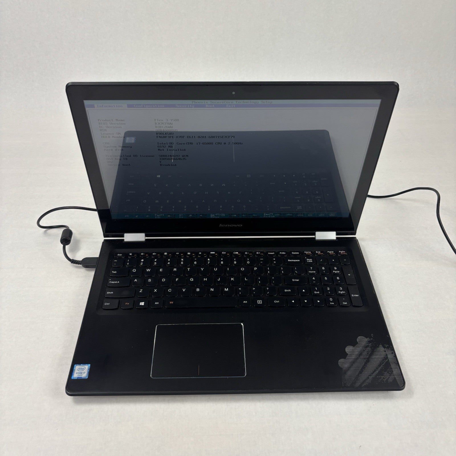 Lenovo Flex 3-1580 15.6" i7-6500U 2.5 GHz 8 GB Ram No OS No HDD No Batt No AC