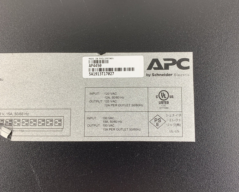 APC AP4450 10-Outlet Automatic Transfer Switch PDU 120V Rackmount VGC Tested